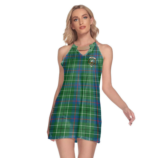 Duncan Ancient Tartan Crest Round Neck Above Knee Dress