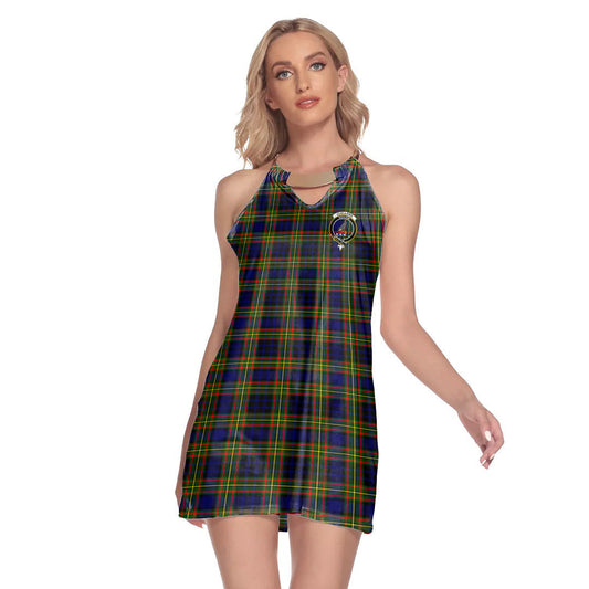 Clelland Modern Tartan Crest Round Neck Above Knee Dress