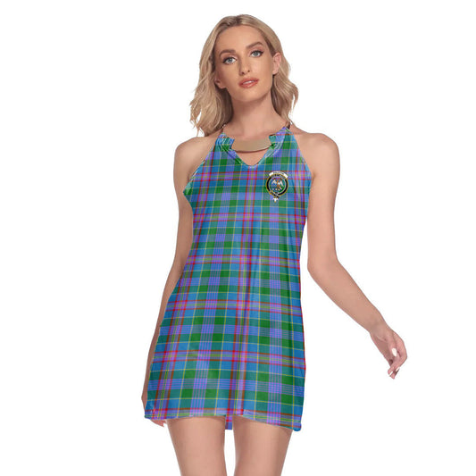 Ralston Tartan Crest Round Neck Above Knee Dress