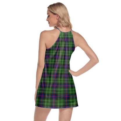 Leslie Hunting Tartan Crest Round Neck Above Knee Dress