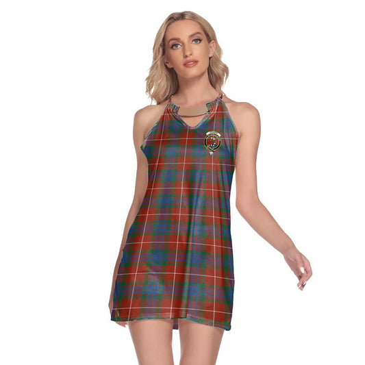 Fraser Ancient Tartan Crest Round Neck Above Knee Dress