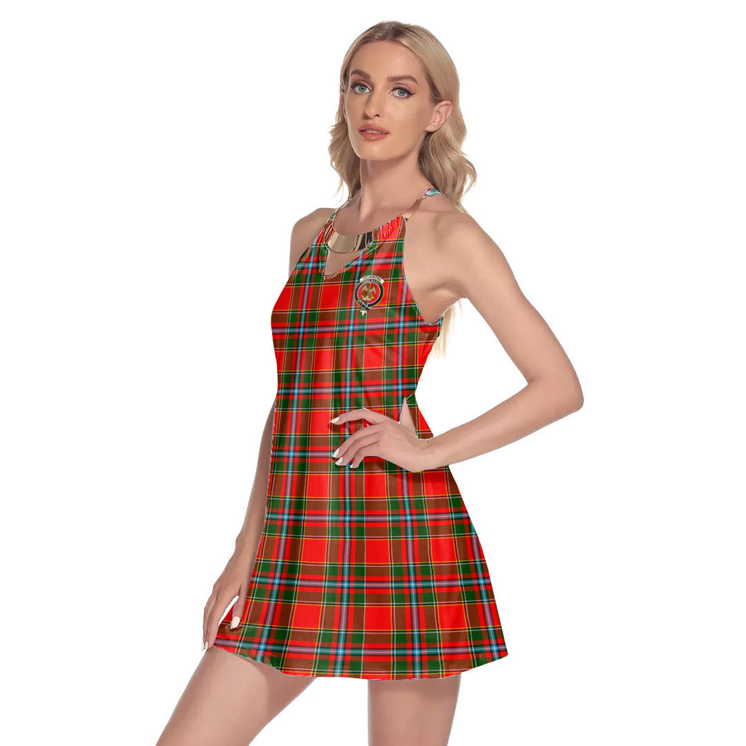 Drummond of Perth Tartan Crest Round Neck Above Knee Dress