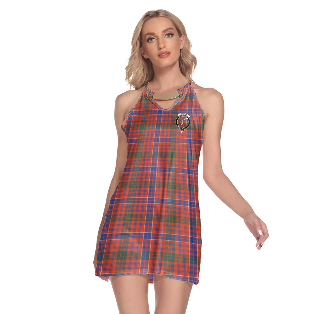 MacRae Ancient Tartan Crest Round Neck Above Knee Dress