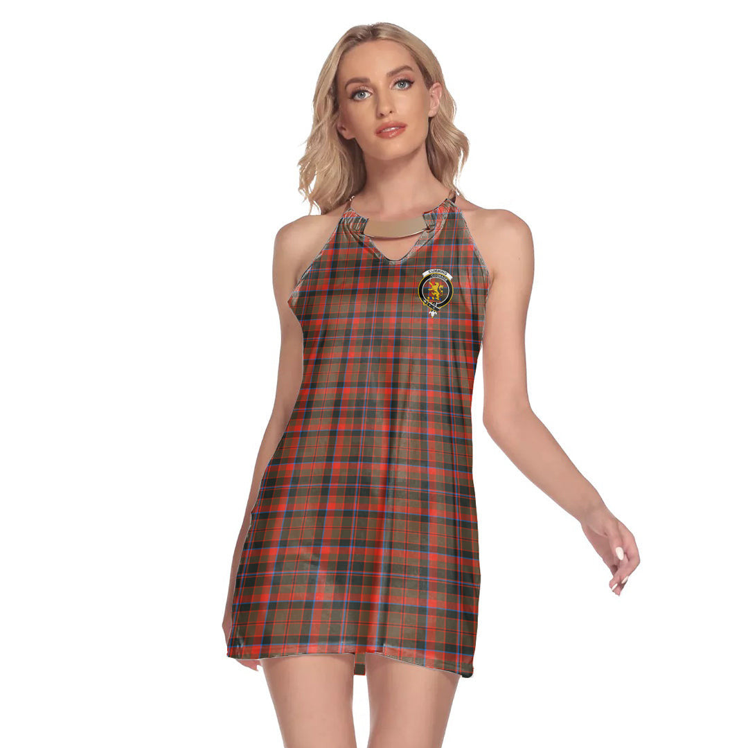 Cumming Hunting Weathered Tartan Crest Round Neck Above Knee Dress