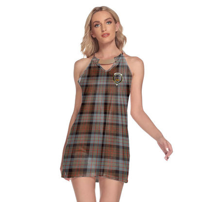 Cameron of Erracht Weathered Tartan Crest Round Neck Above Knee Dress