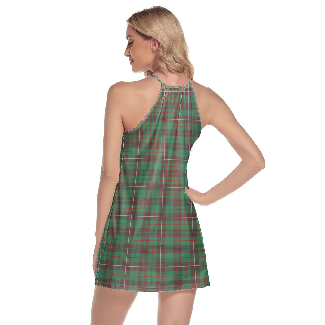 MacKinnon Hunting Ancient Tartan Crest Round Neck Above Knee Dress