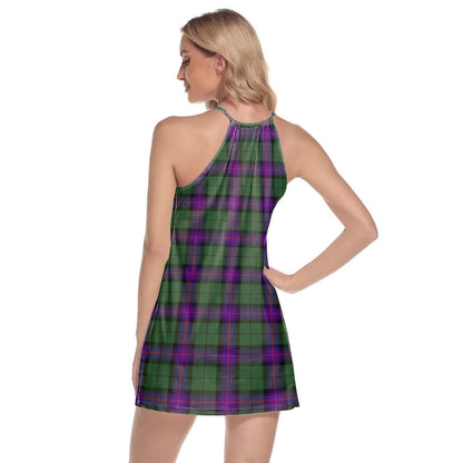 Armstrong Modern Tartan Crest Round Neck Above Knee Dress