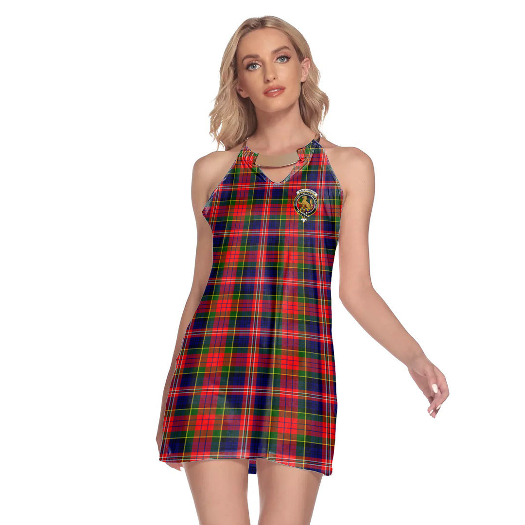 MacPherson Modern Tartan Crest Round Neck Above Knee Dress