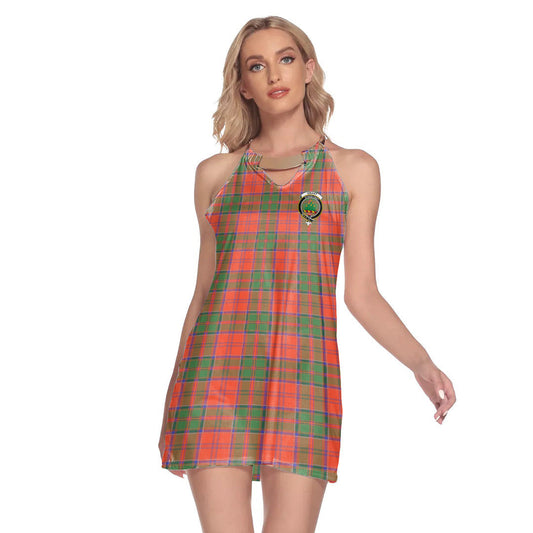 Grant Ancient Tartan Crest Round Neck Above Knee Dress