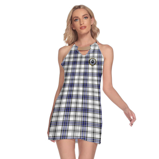 Hannay Modern Tartan Crest Round Neck Above Knee Dress