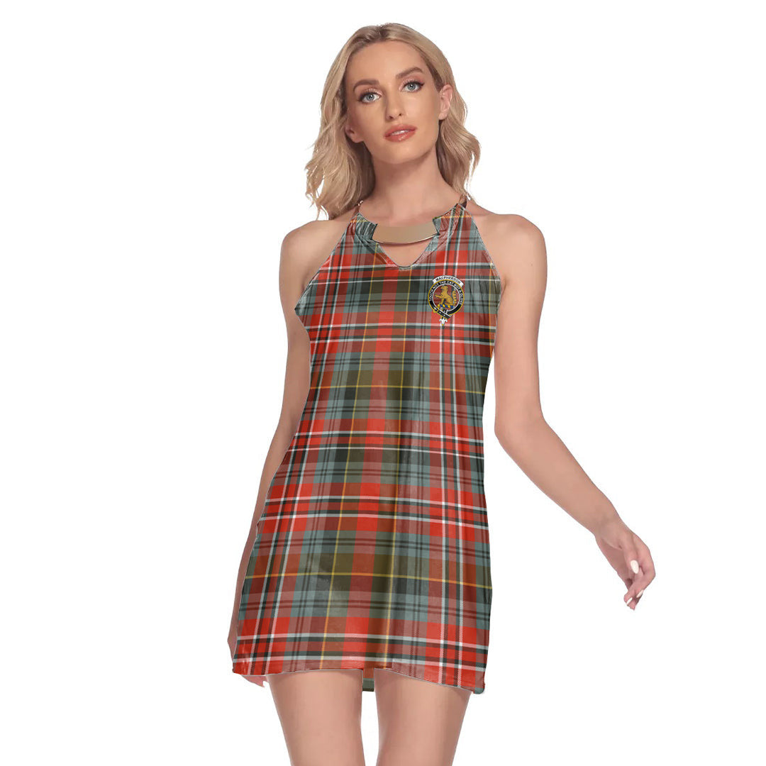 MacPherson Weathered Tartan Crest Round Neck Above Knee Dress