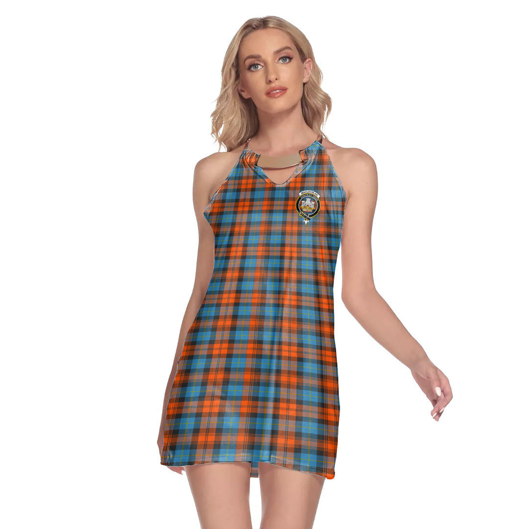 MacLachlan Ancient Tartan Crest Round Neck Above Knee Dress