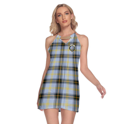 Bell of the Borders Tartan Crest Round Neck Above Knee Dress