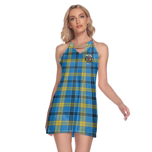 Laing Tartan Crest Round Neck Above Knee Dress