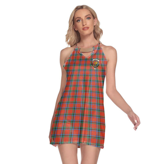 Sinclair Ancient Tartan Crest Round Neck Above Knee Dress