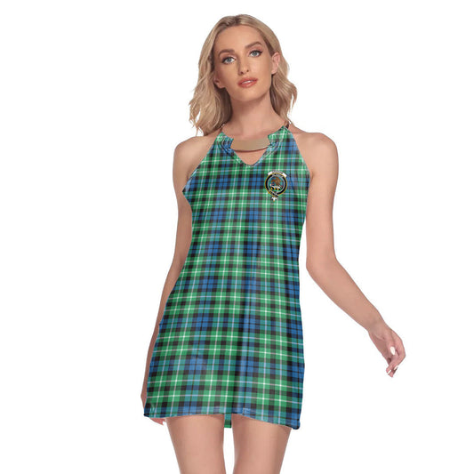 Graham of Montrose Ancient Tartan Crest Round Neck Above Knee Dress