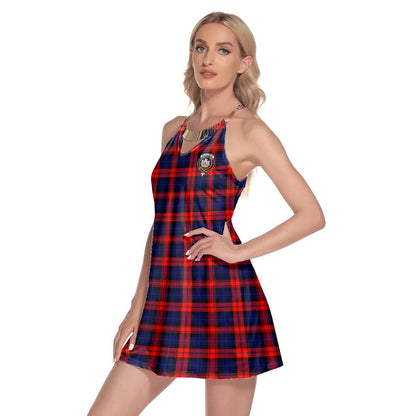 MacLachlan Modern Tartan Crest Round Neck Above Knee Dress