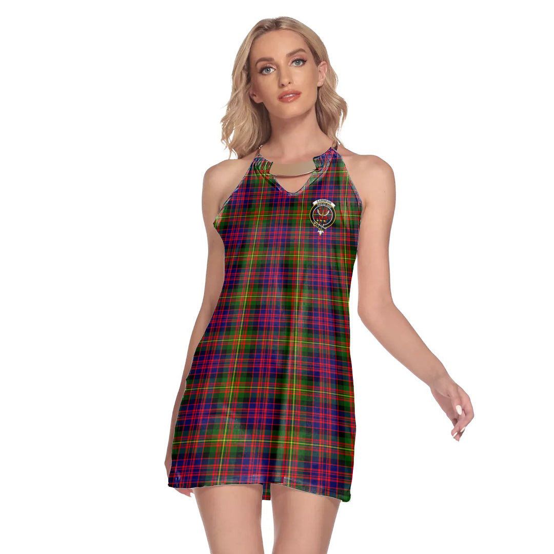 Carnegie Modern Tartan Crest Round Neck Above Knee Dress