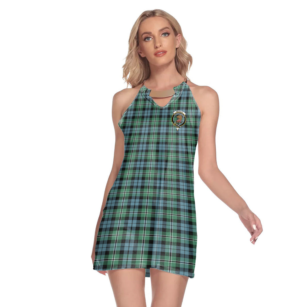 Melville Tartan Crest Round Neck Above Knee Dress