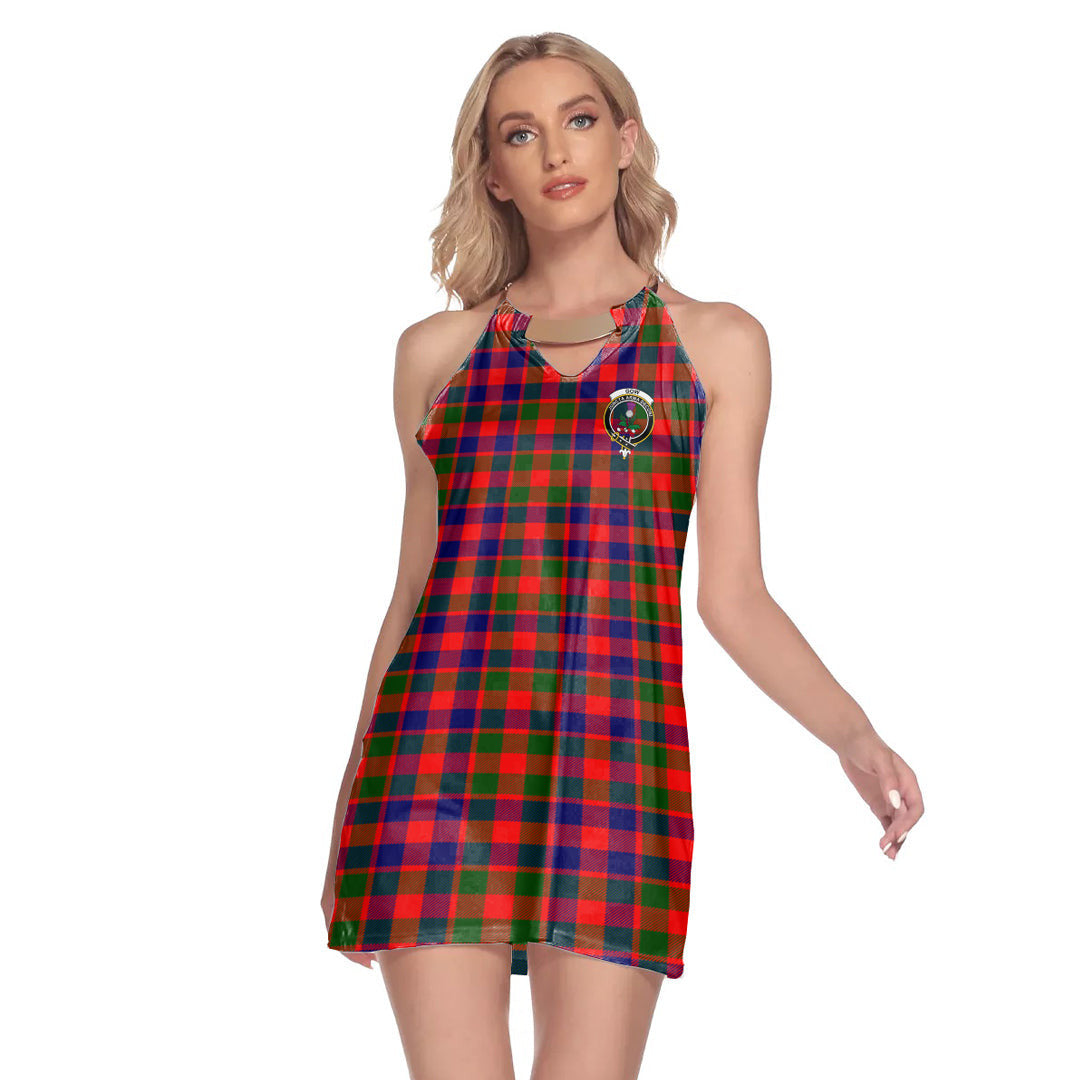 Gow Modern Tartan Crest Round Neck Above Knee Dress