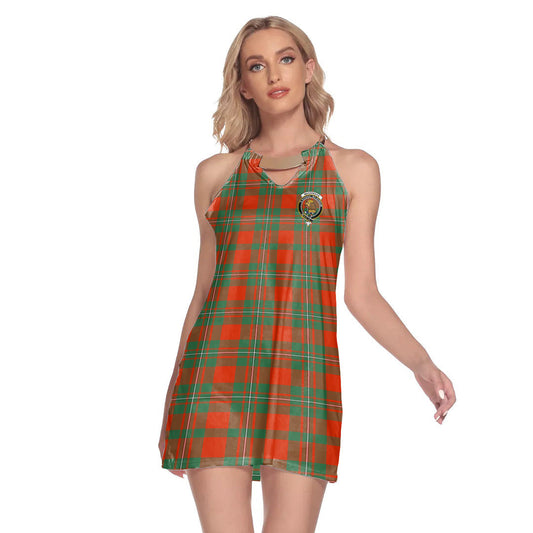 MacGregor Ancient Tartan Crest Round Neck Above Knee Dress