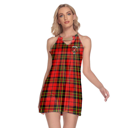 Brodie Modern Tartan Crest Round Neck Above Knee Dress