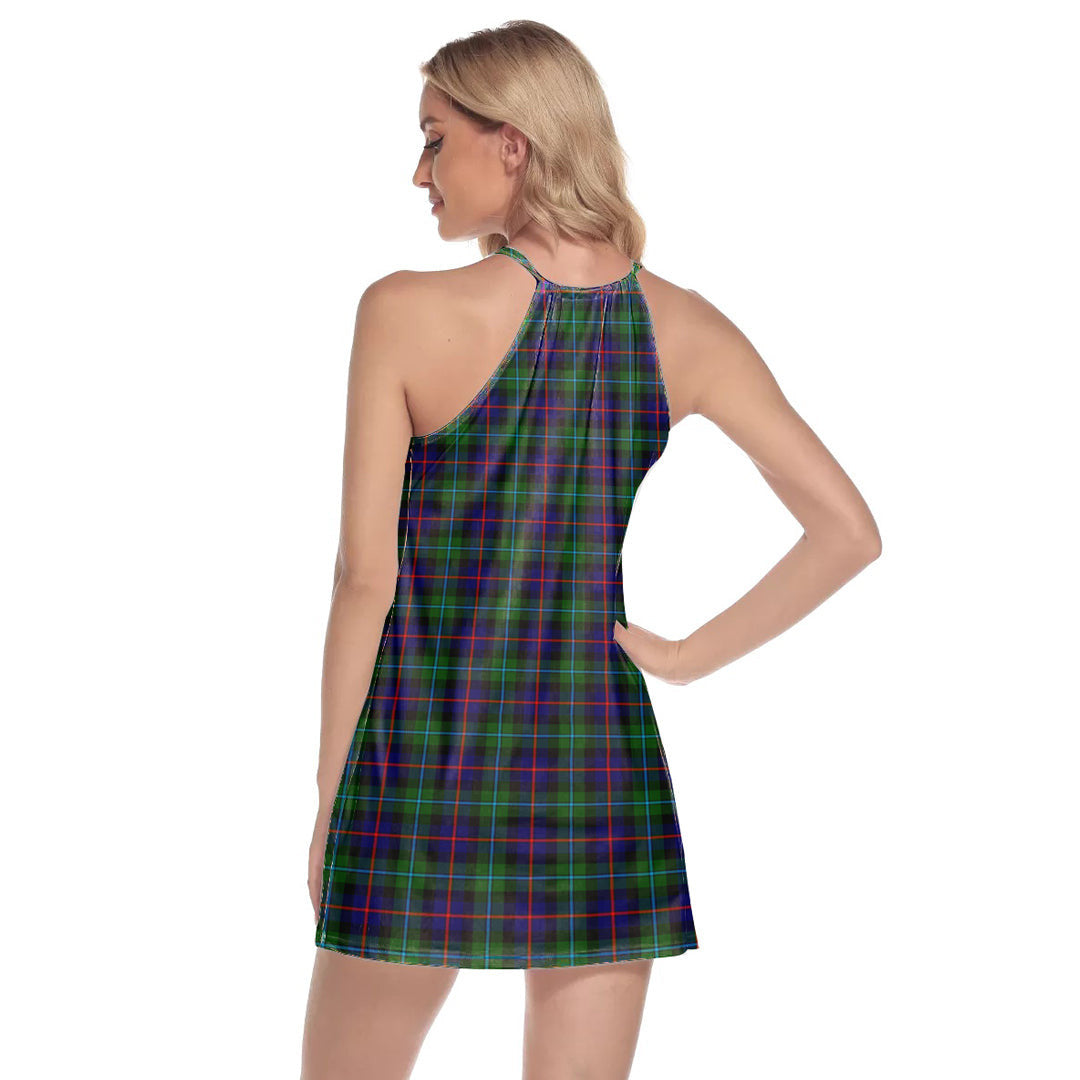 Campbell of Cawdor Modern Tartan Crest Round Neck Above Knee Dress