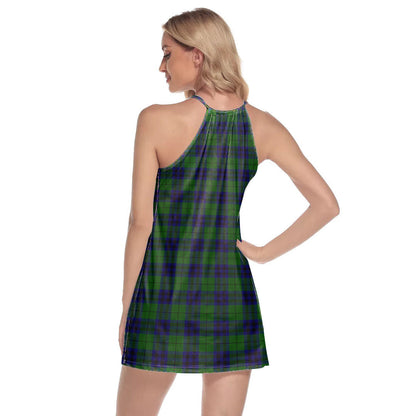 Keith Modern Tartan Crest Round Neck Above Knee Dress