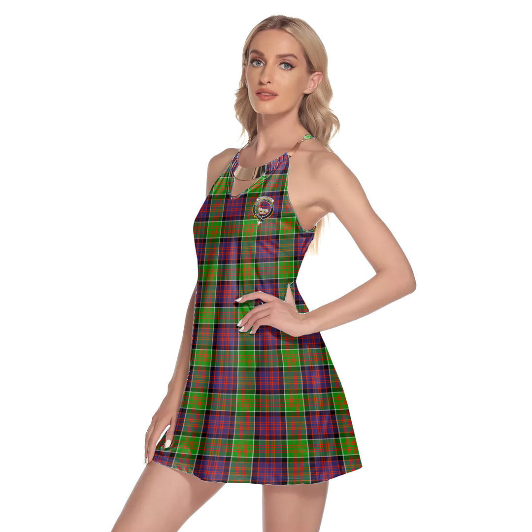 MacDonald of Clanranald Tartan Crest Round Neck Above Knee Dress