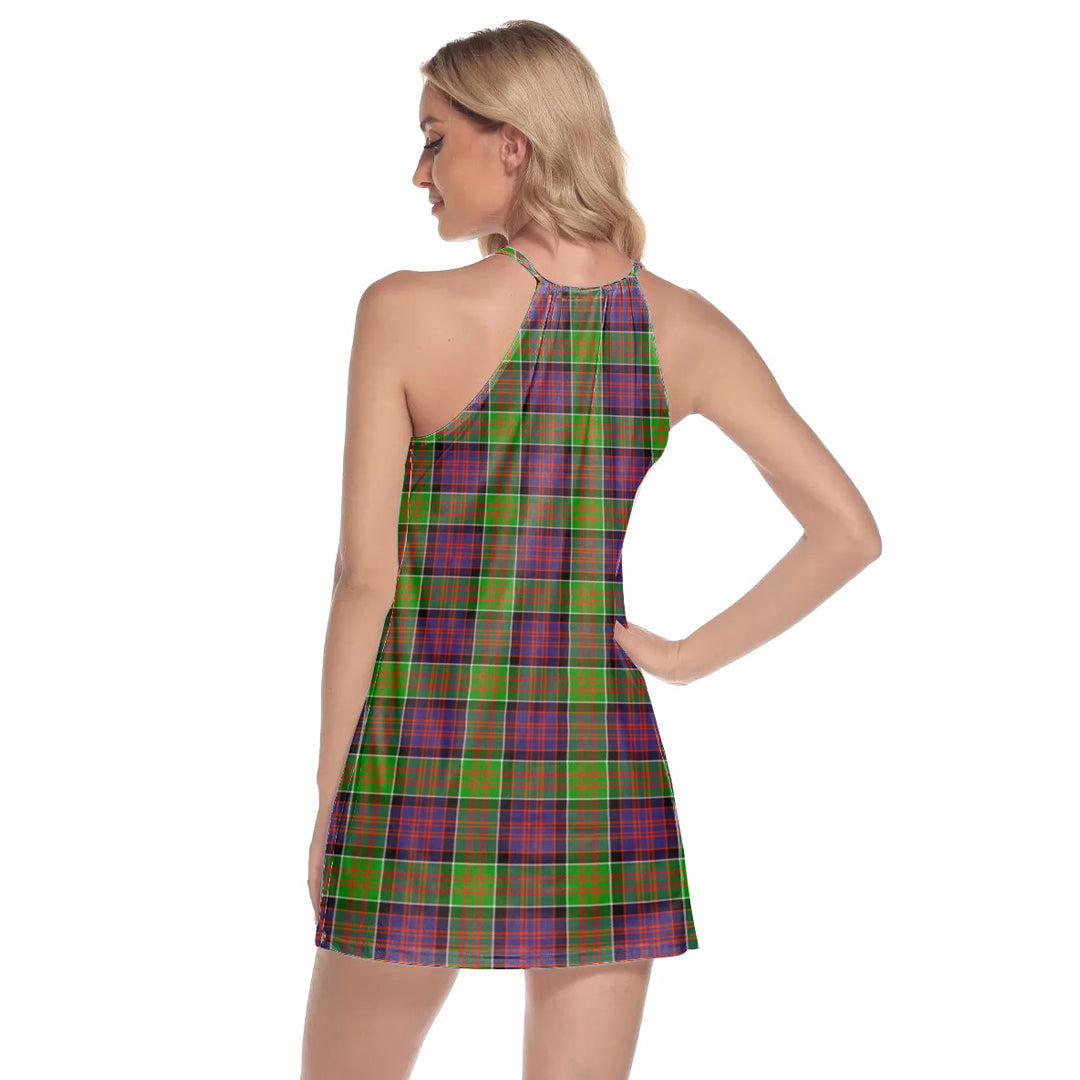 MacDonald of Clanranald Tartan Crest Round Neck Above Knee Dress