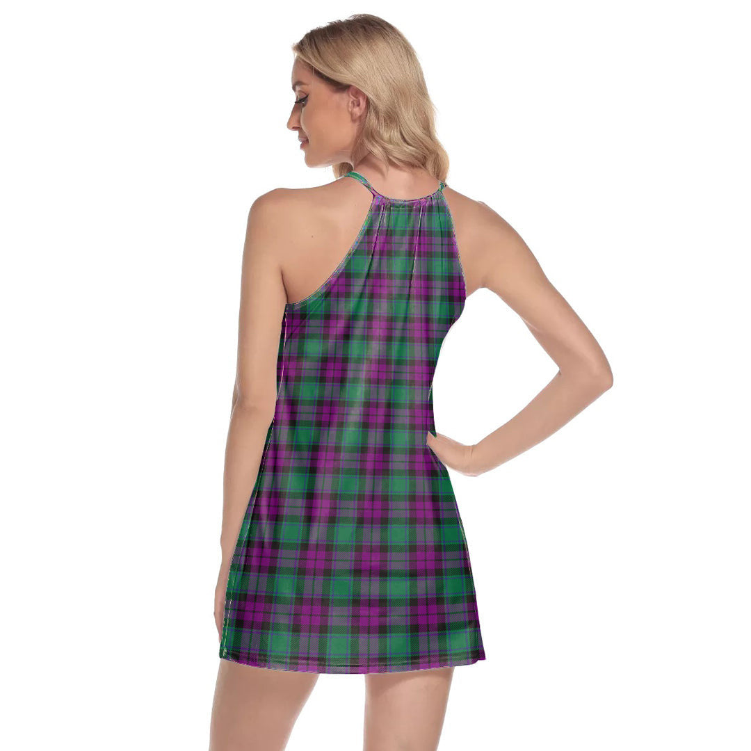 MacArthur Milton Tartan Crest Round Neck Above Knee Dress