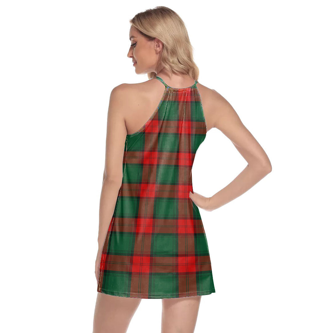 Stewart Atholl Modern Tartan Crest Round Neck Above Knee Dress