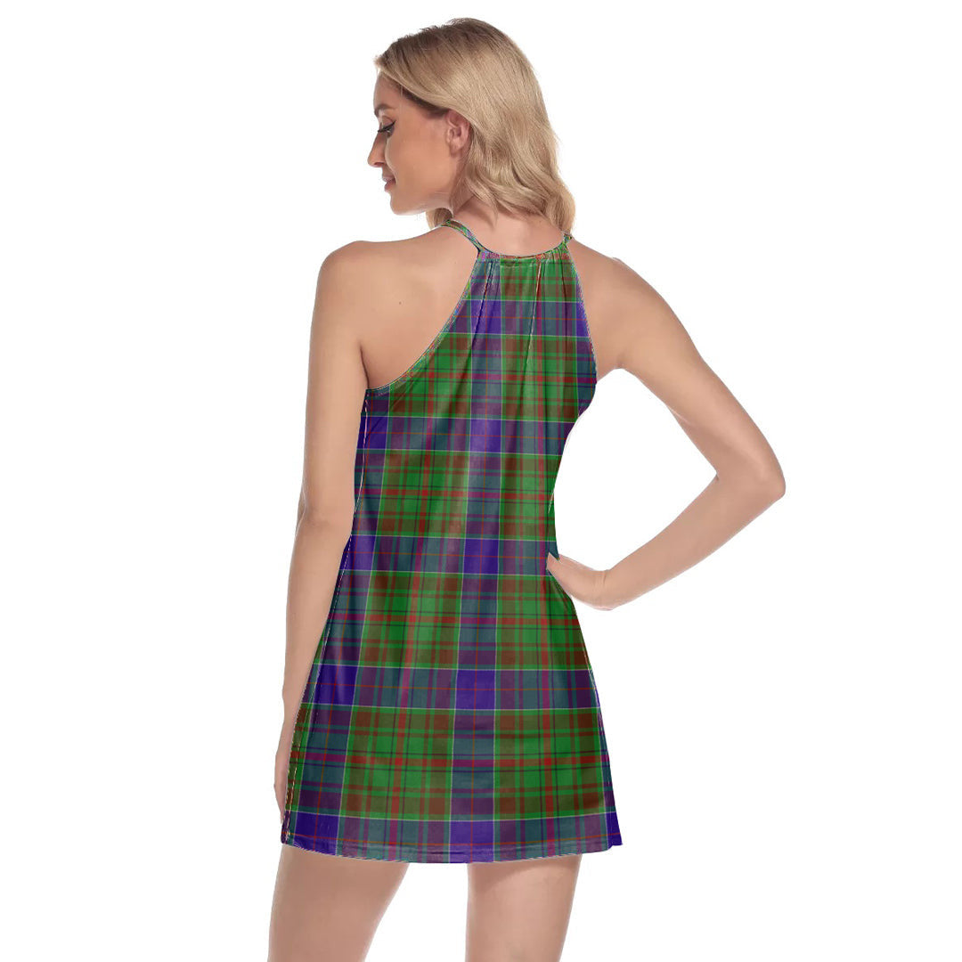 Adam Tartan Crest Round Neck Above Knee Dress