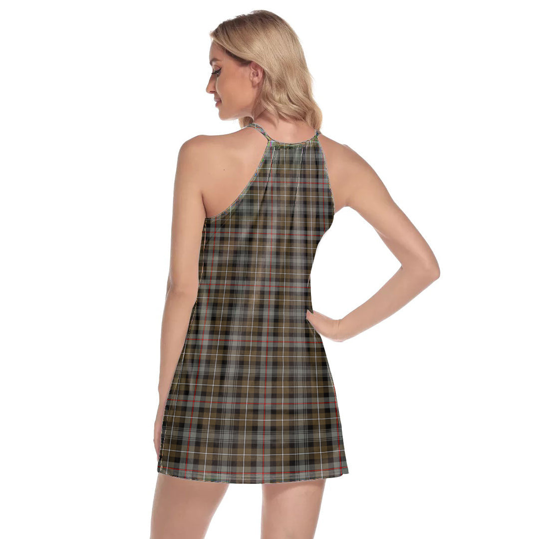 MacKenzie Weathered Tartan Crest Round Neck Above Knee Dress