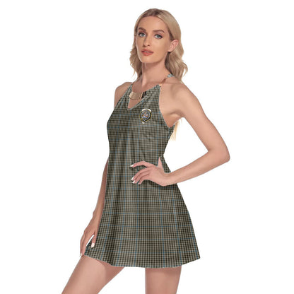 Haig Check Tartan Crest Round Neck Above Knee Dress