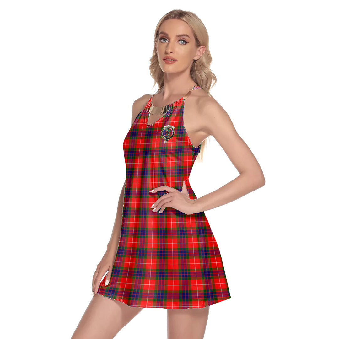 Fraser Modern Tartan Crest Round Neck Above Knee Dress