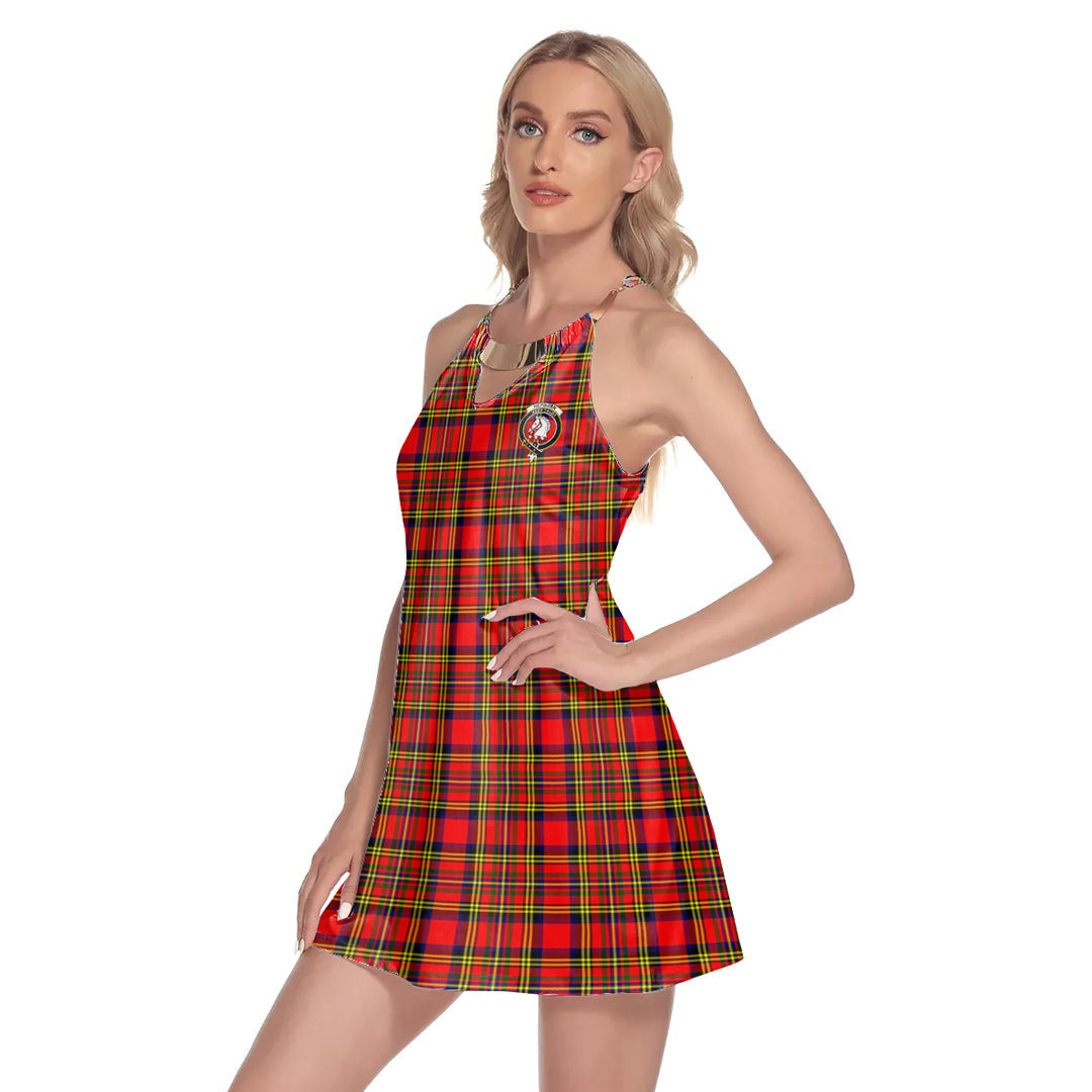 Hepburn Tartan Crest Round Neck Above Knee Dress