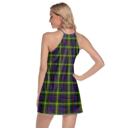 Watson Modern Tartan Crest Round Neck Above Knee Dress