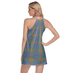 Stewart of Appin Hunting Ancient Tartan Crest Round Neck Above Knee Dress