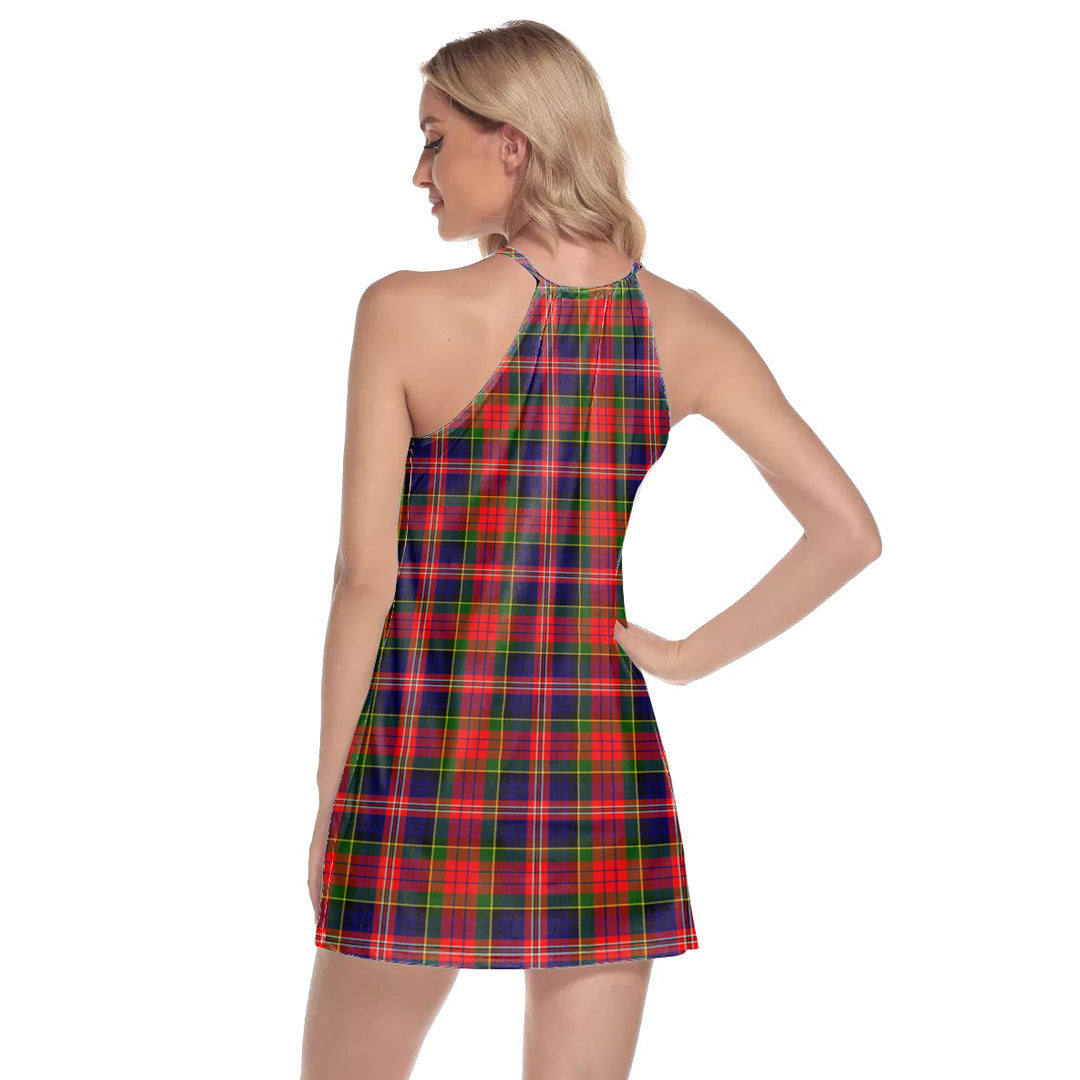 MacPherson Modern Tartan Crest Round Neck Above Knee Dress