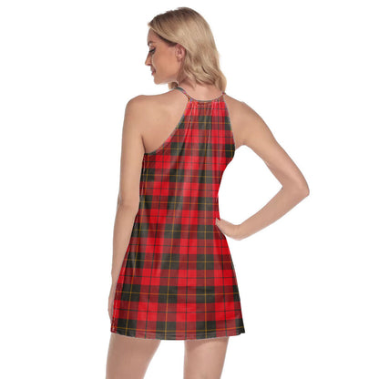 Wallace Weathered Tartan Crest Round Neck Above Knee Dress