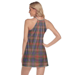 Fraser Hunting Modern Tartan Crest Round Neck Above Knee Dress