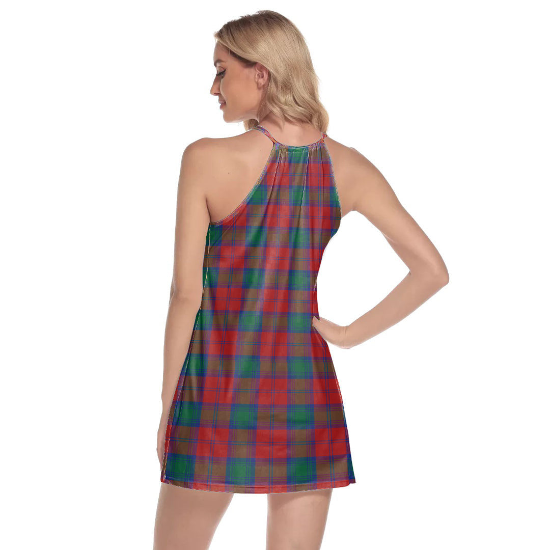 Lindsay Modern Tartan Crest Round Neck Above Knee Dress