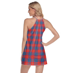 Galloway Red Tartan Crest Round Neck Above Knee Dress