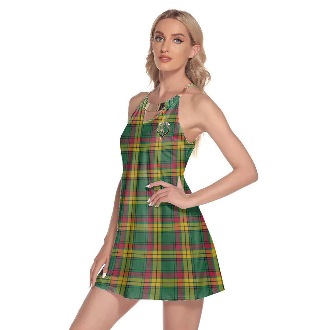 MacMillan Old Ancient Tartan Crest Round Neck Above Knee Dress