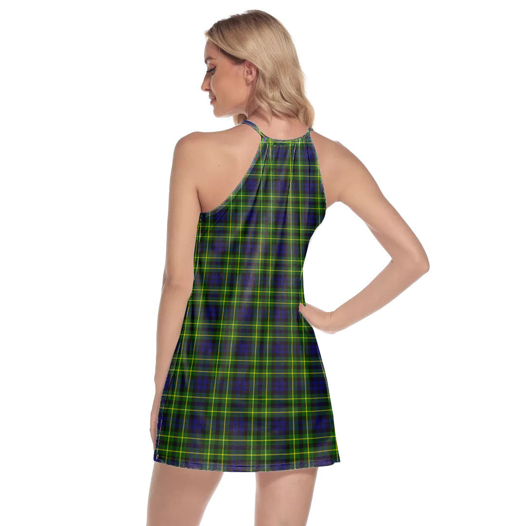 Campbell of Breadalbane Modern Tartan Crest Round Neck Above Knee Dress