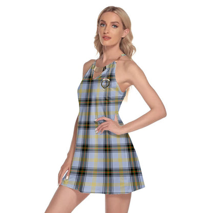 Bell of the Borders Tartan Crest Round Neck Above Knee Dress