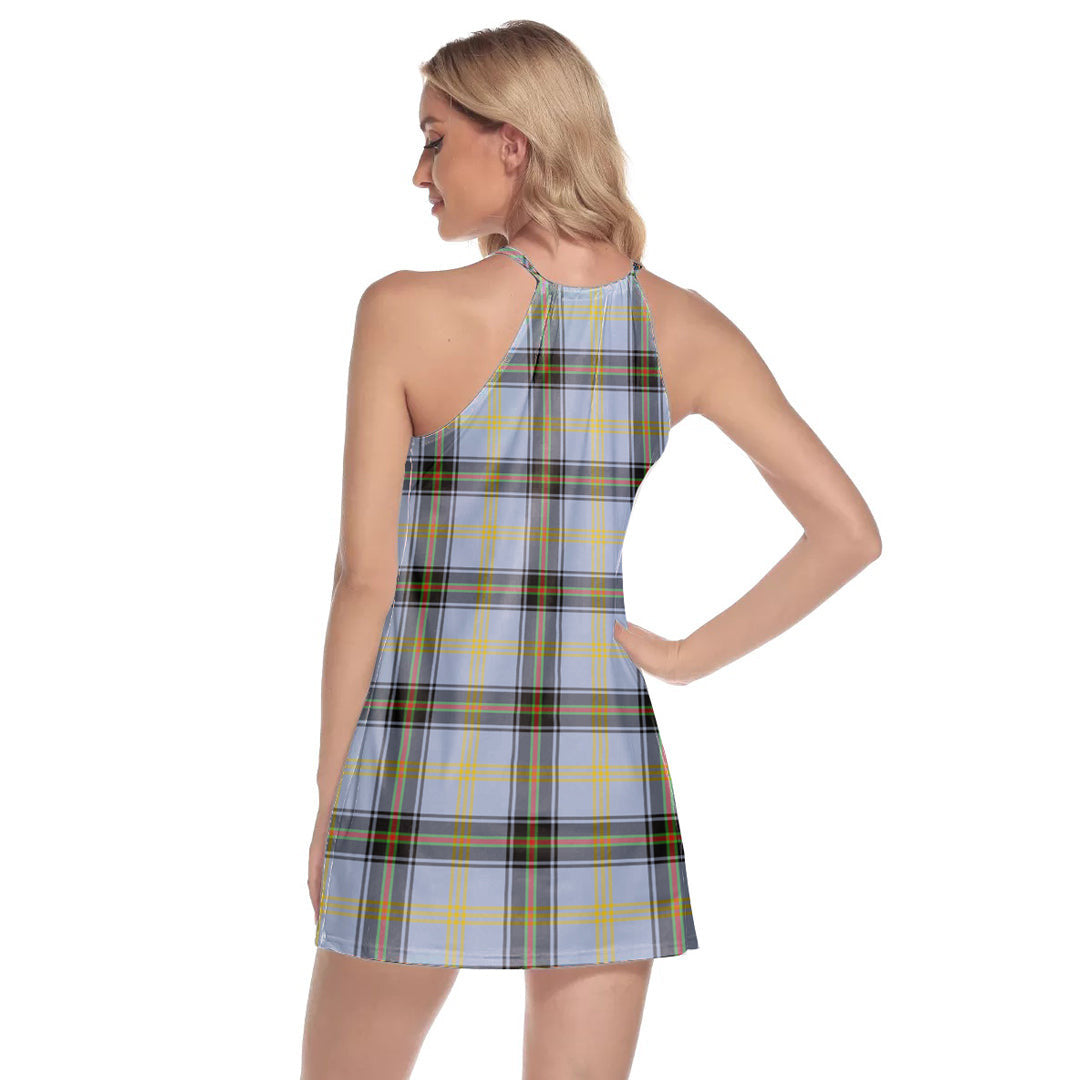 Bell of the Borders Tartan Crest Round Neck Above Knee Dress