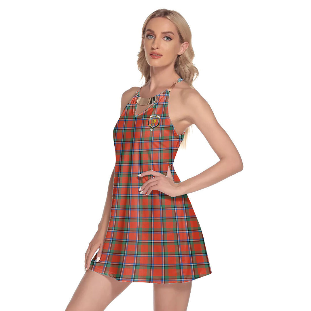 Sinclair Ancient Tartan Crest Round Neck Above Knee Dress