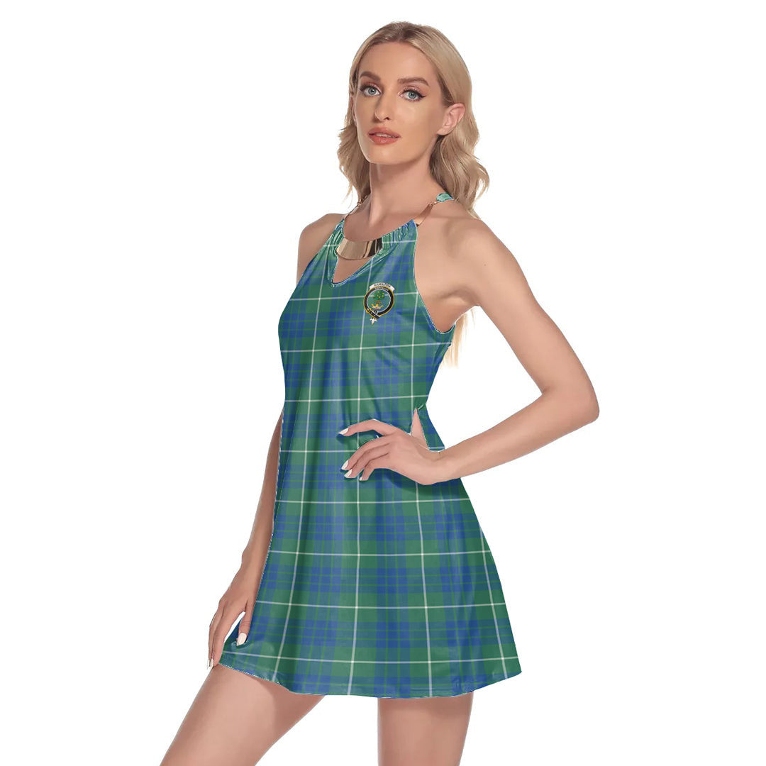 Hamilton Hunting Ancient Tartan Crest Round Neck Above Knee Dress